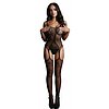 Catsuit Le Desir Fishnet and Lace Negru S-L